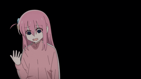 bocchi is surrounded by total darkness. she stares down at her hand. her smile and optimisim gone.